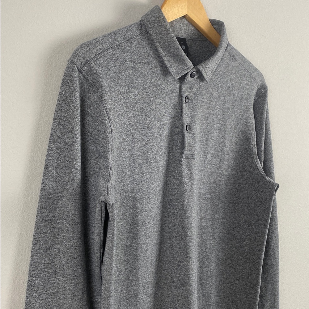 Lululemon Evolution Pique Long Sleeve Polo Shirt | Heathered Black - Picture 7 of 14